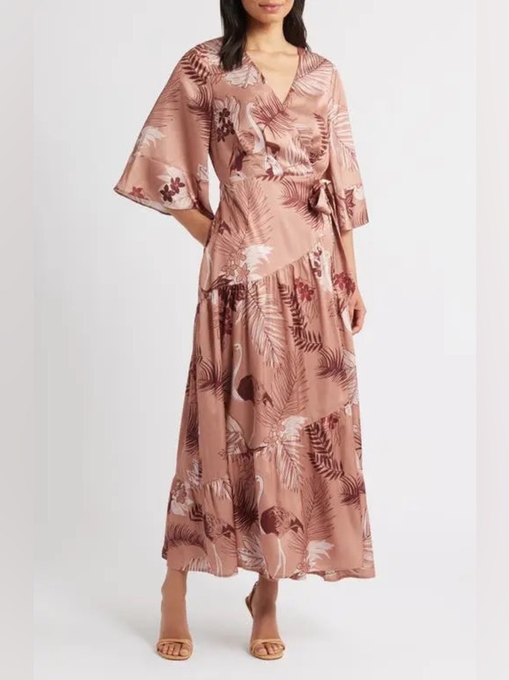 CIEBON Qwynn flutter sleeve maxi dress in a  multi floral print.